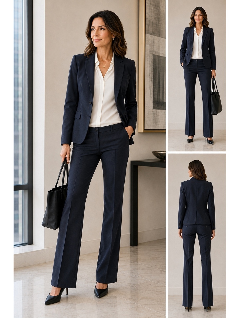 Theory Size 4 Navy Two Piece Pant Suit Blazer Trousers Power Dressing Career